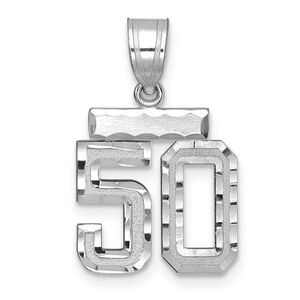 14k White Gold, Varsity Collection, Small D/C Pendant, Number 50